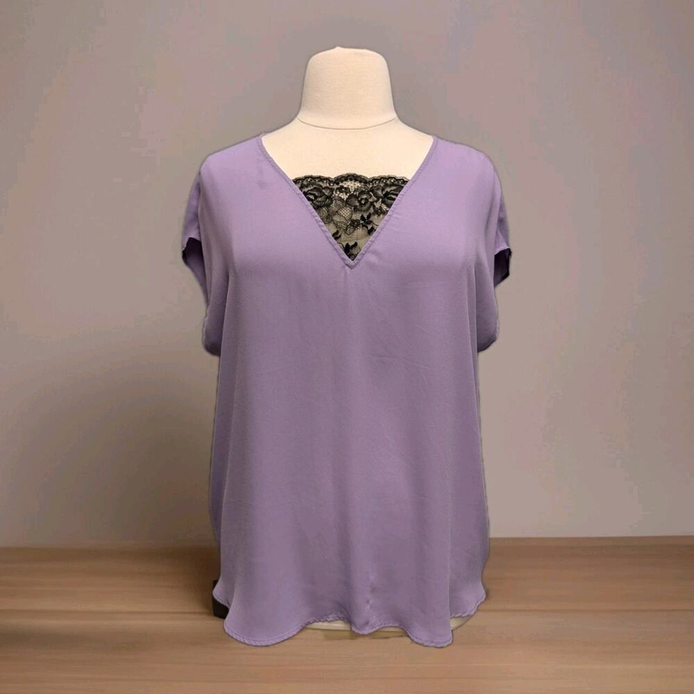Torrid Size 1X Lavender Black Lace Blouse Sleeveless Pullover top